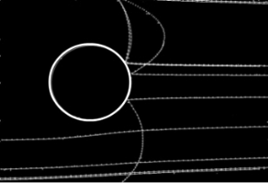 A white circle with lines in the middle

Description automatically generated